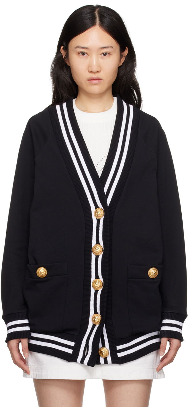Sveter Balmain Embroidered Cardigan Čierna | CF1KN055JH95, 0