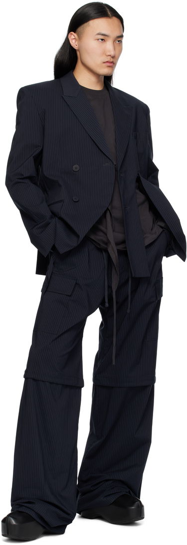 Cargo nohavice Ottolinger Ottolinger Baggy Cargo Pinstripe Pants Čierna | 106-200106-02, 3