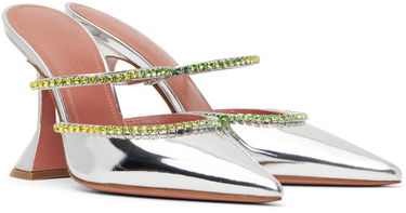 Tenisky a topánky Amina Muaddi Metallic Leather Mules With Rhinestone Trim Metalická | GILDA MULE OMBRE CL MIRROR, 3