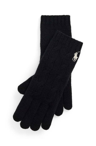 Rukavice Polo by Ralph Lauren Cable-Knit Wool Gloves Čierna | 455956295, 0