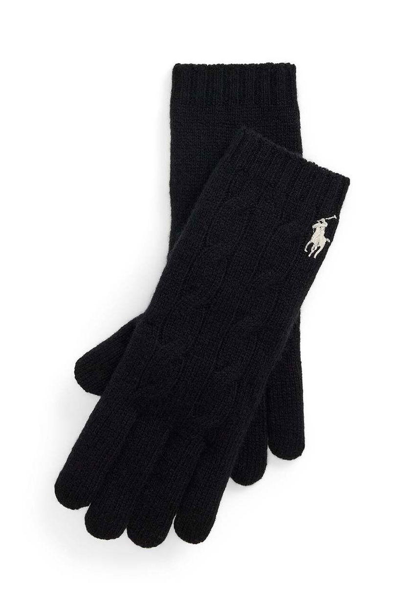 Rukavice Polo by Ralph Lauren Cable-Knit Wool Gloves Čierna | 455956295