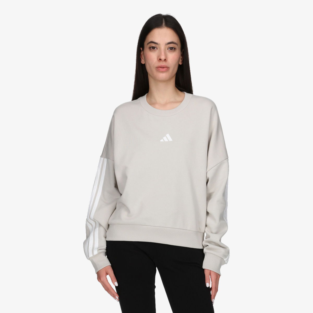 Mikina adidas Originals 3-Stripes Fleece Sweatshirt Šedá | JE0014, 1