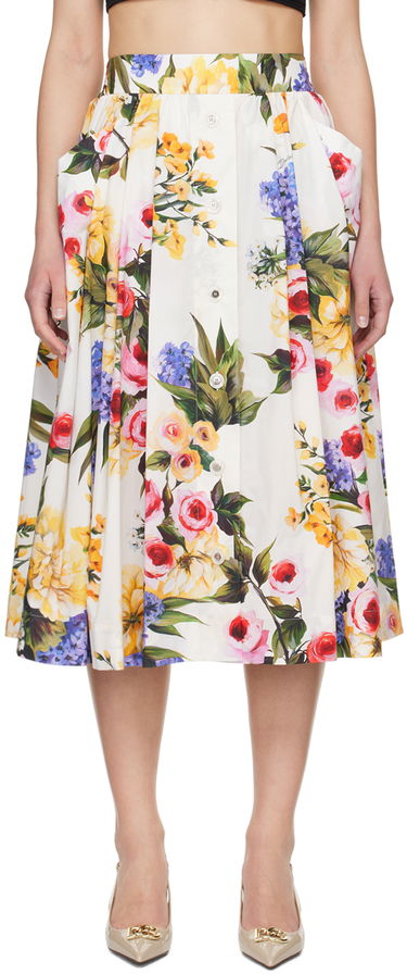 Sukňa Dolce & Gabbana Floral Print Midi Skirt Biela | F4CFET HS5Q1, 0