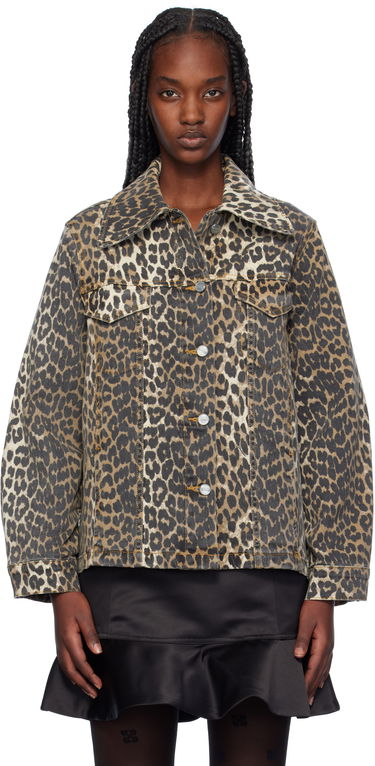 Bunda GANNI Leopard Print Denim Šedá | J1581, 0