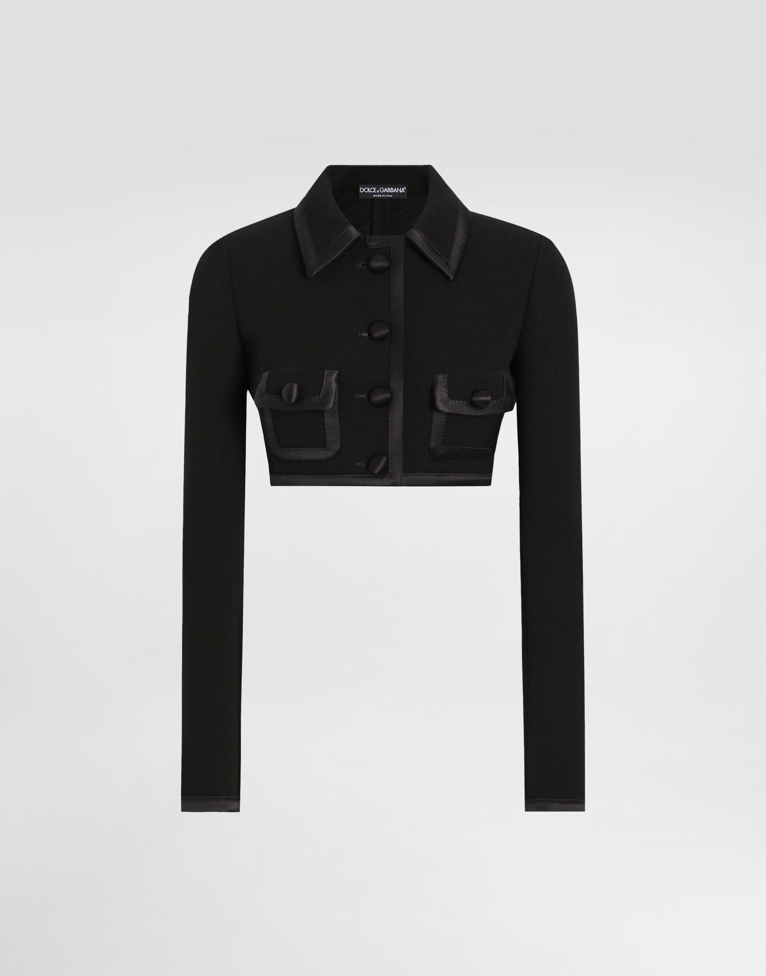 Bunda Dolce & Gabbana Dolce & Gabbana Cropped Wool Crepe Jacket Čierna | F27EFTFU2TZN0000, 0