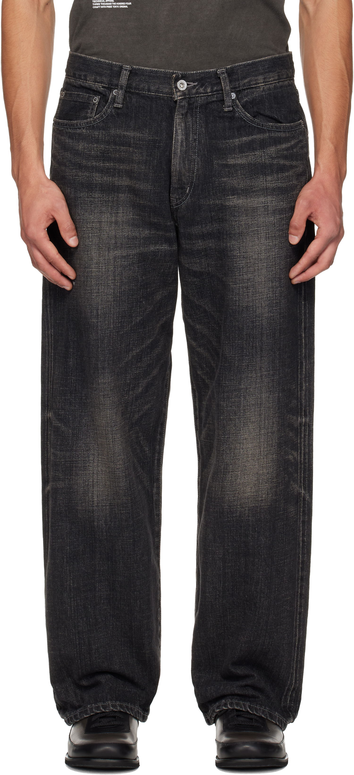 Džínsy Neighborhood Washed Denim DP Wide Jeans Čierna | 252XBNH-PTM04, 0
