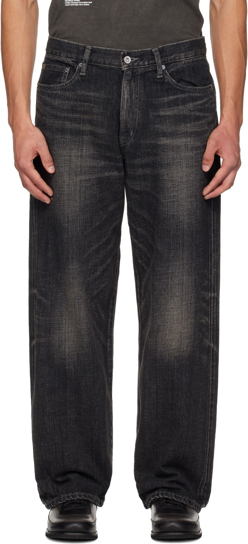 Džínsy Neighborhood Washed Denim DP Wide Jeans Čierna | 252XBNH-PTM04
