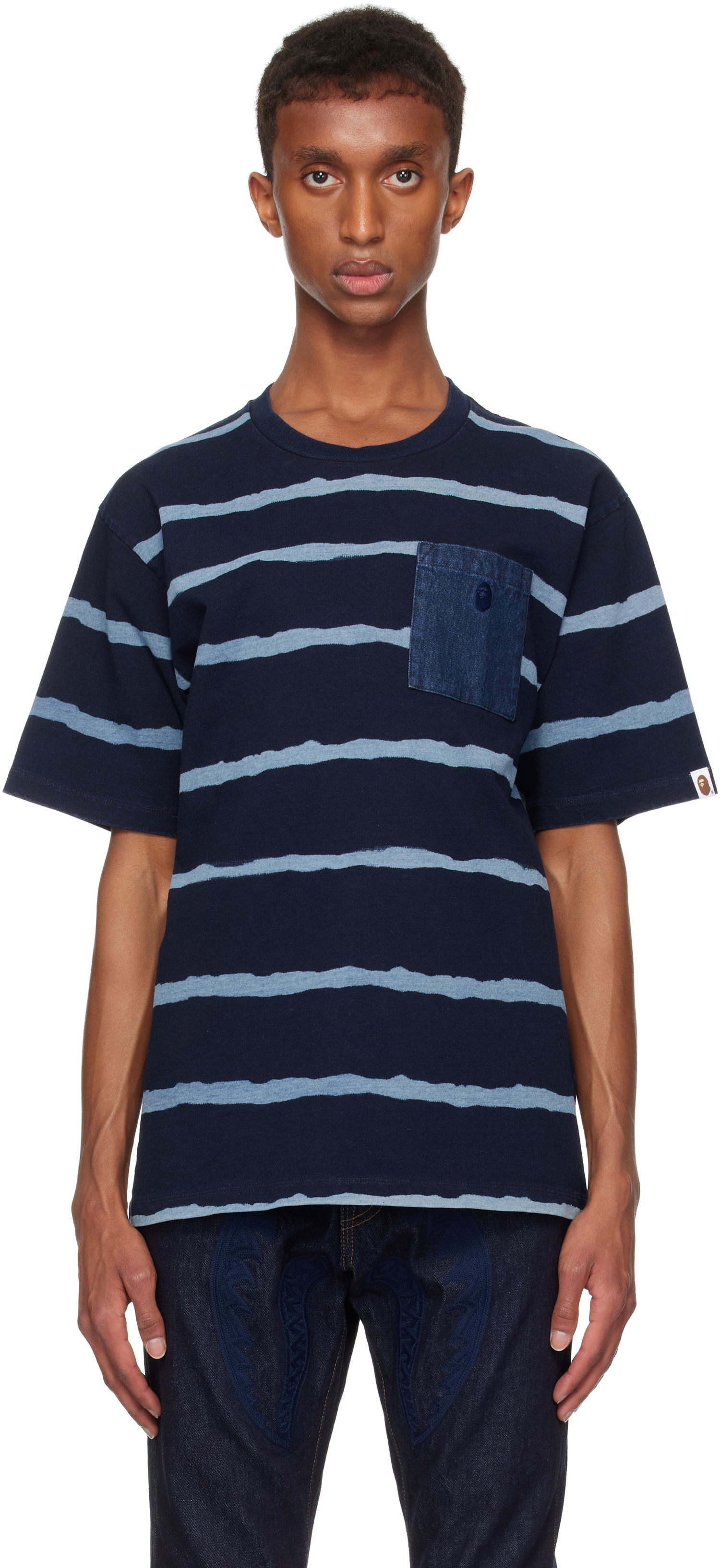 Tričko BAPE Relaxed Fit T-shirt Print Navy | 001CSK221005F, 0