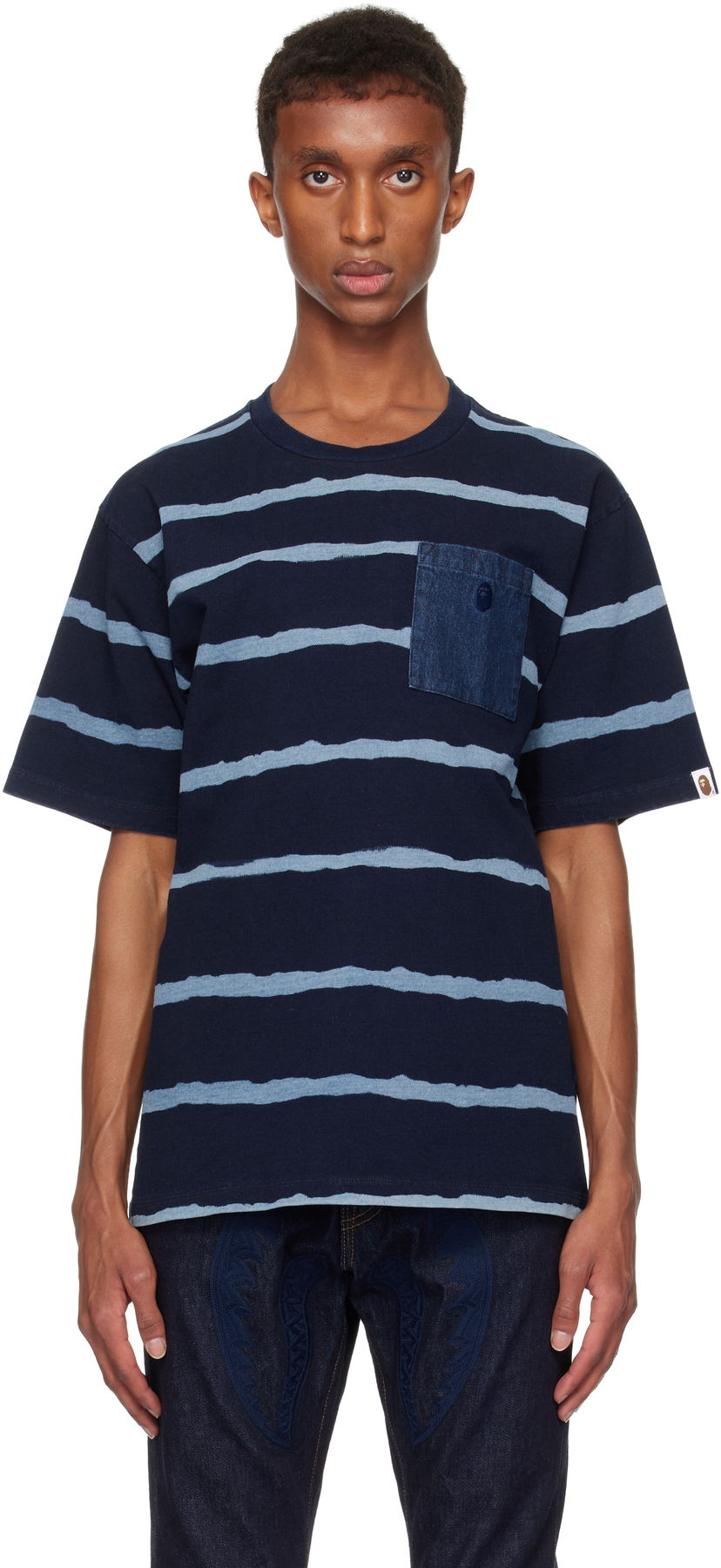 Tričko BAPE Relaxed Fit T-shirt Print Navy | 001CSK221005F