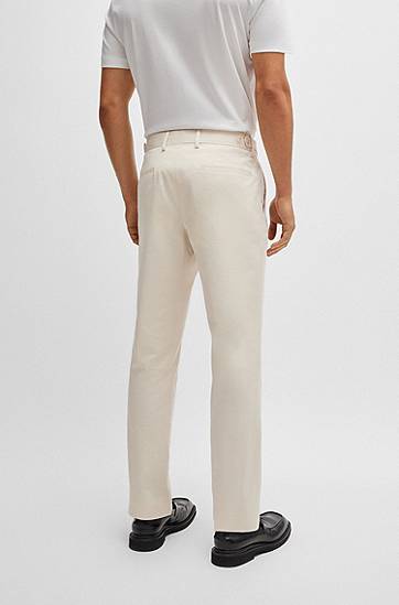 Nohavice BOSS Slim-Fit Stretch Cotton Trousers Béžová | 50521043, 1