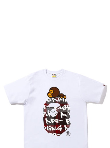 Tričko BAPE Graffiti Check Milo On Big Ape Tee Biela | 2I80-110-009