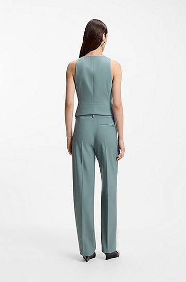 Nohavice BOSS Regular-fit trousers in virgin wool Tyrkysová | 50546613, 1