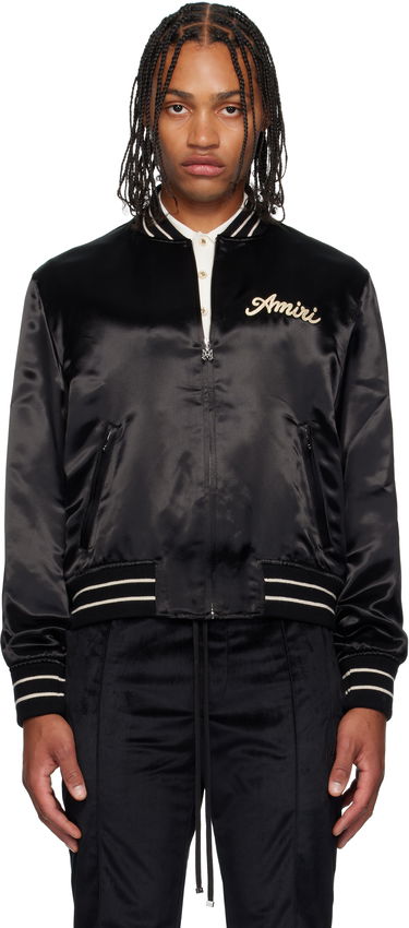 Bomber bunda AMIRI Amiri 'Club Amiri' Satin Bomber Jacket Čierna | AMOUBB1056, 0