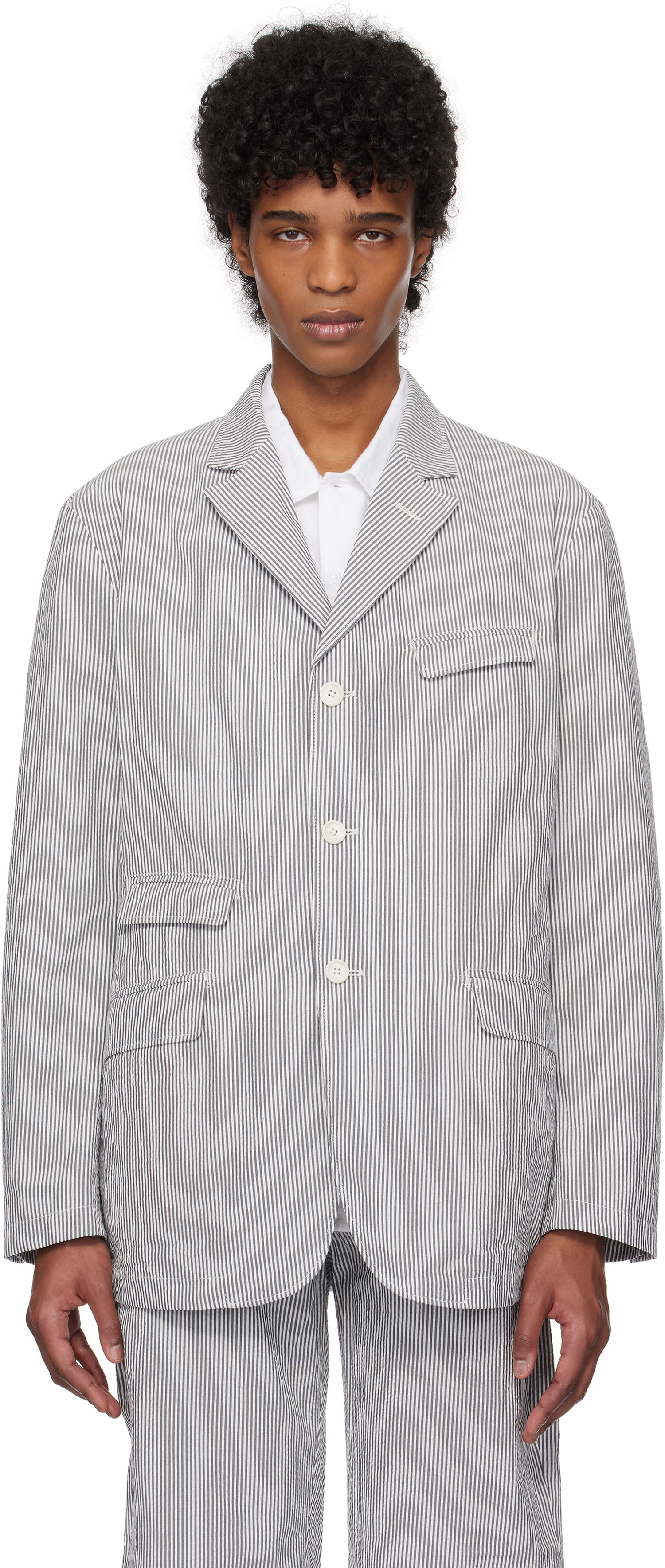 Bunda Engineered Garments Engineered Garments Andover Striped Blazer Šedá | 25S1D006, 0