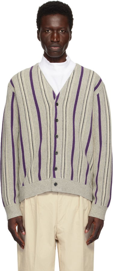 Sveter BEAMS Beams Plus Striped Cardigan Šedá | 38150204156, 0