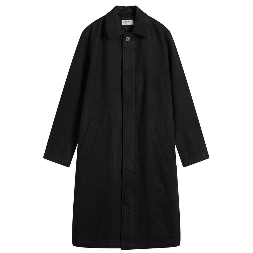 Kabáty Universal Works Universal Works Mowbray Wool Mac Coat, Size Small Čierna | 33104-BLK