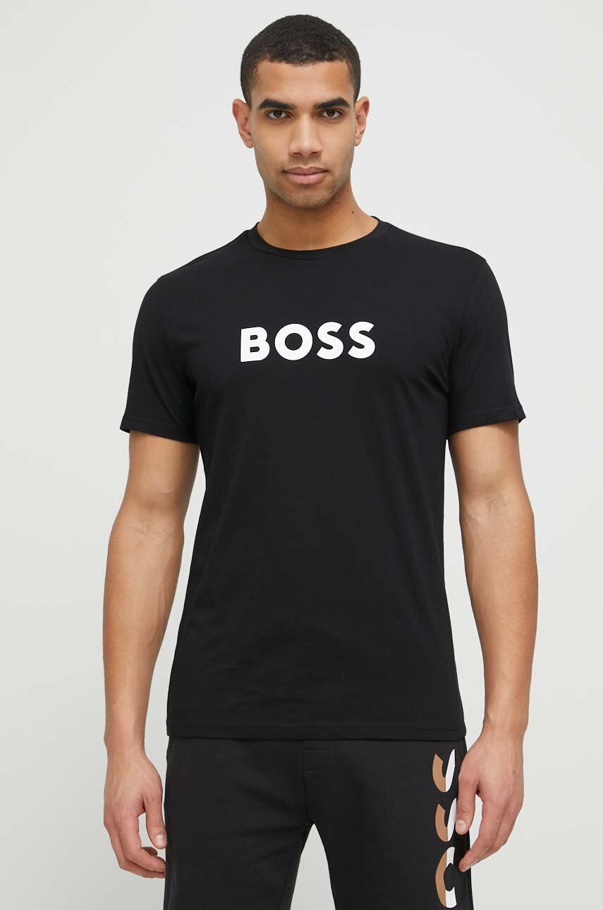Tričko BOSS Organic-Cotton Relaxed Fit T-Shirt Čierna | 50491706, 0