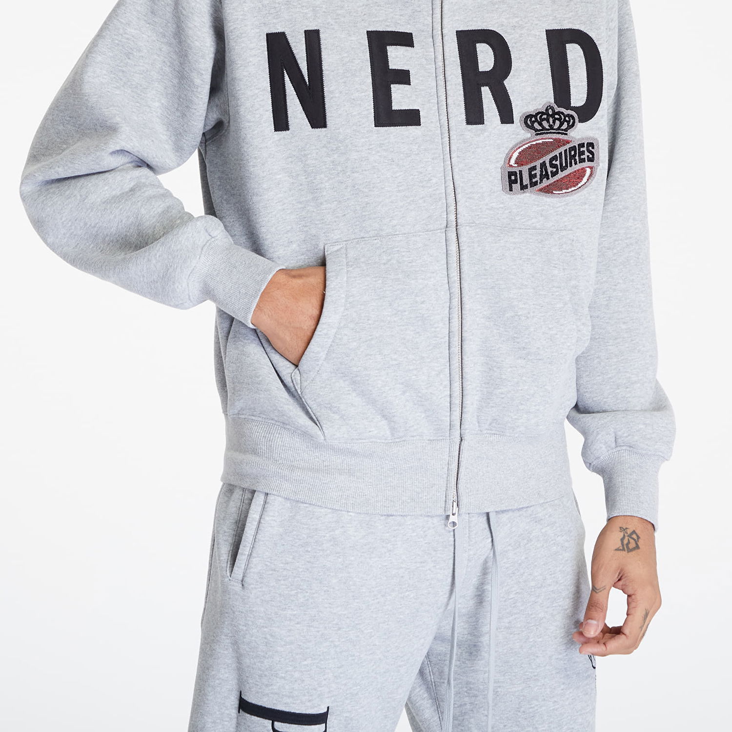Mikina Pleasures x N.E.R.D Full-Zip Up Šedá | P23N002 GREY, 1