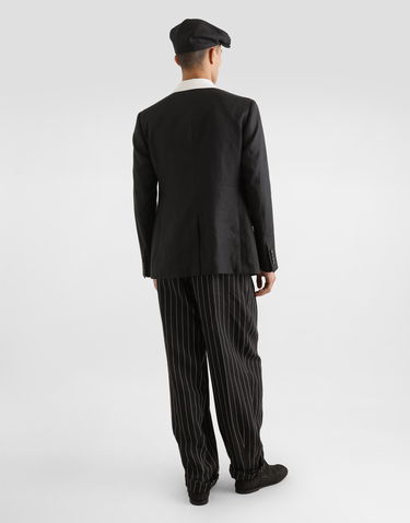Nohavice Dolce & Gabbana Dolce & Gabbana Pinstripe Linen-Blend Double Darts Pants Čierna | GP10DTFR3F0S8053, 2