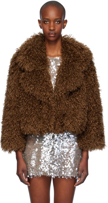 Bomber bunda Anna Sui Curly Faux-Fur Cropped Jacket Hnedá | 824F30, 0