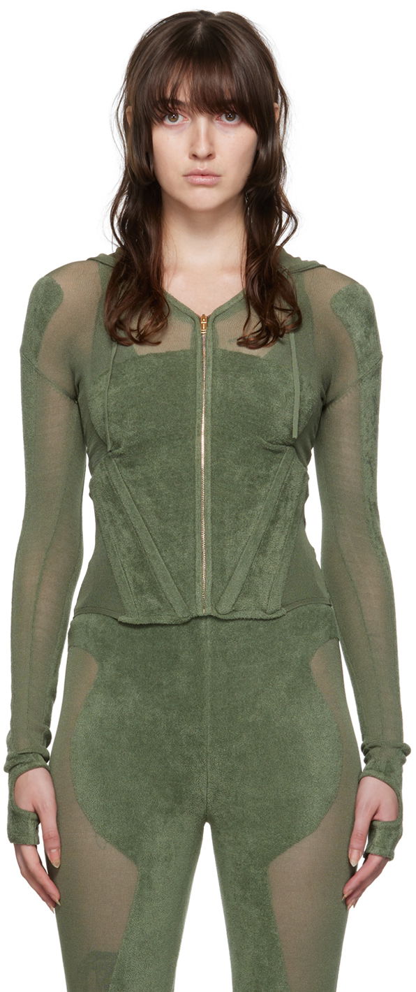 Mikina Dion Lee Paneled Zip-Up Hoodie Zelené | C7075P22, 0
