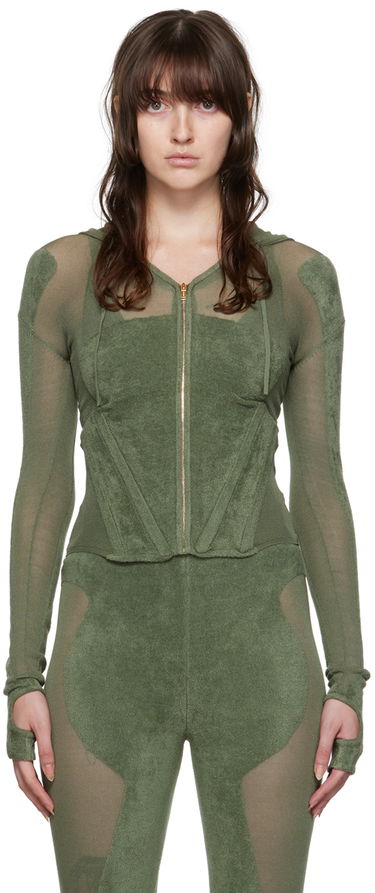 Mikina Dion Lee Paneled Zip-Up Hoodie Zelené | C7075P22, 0