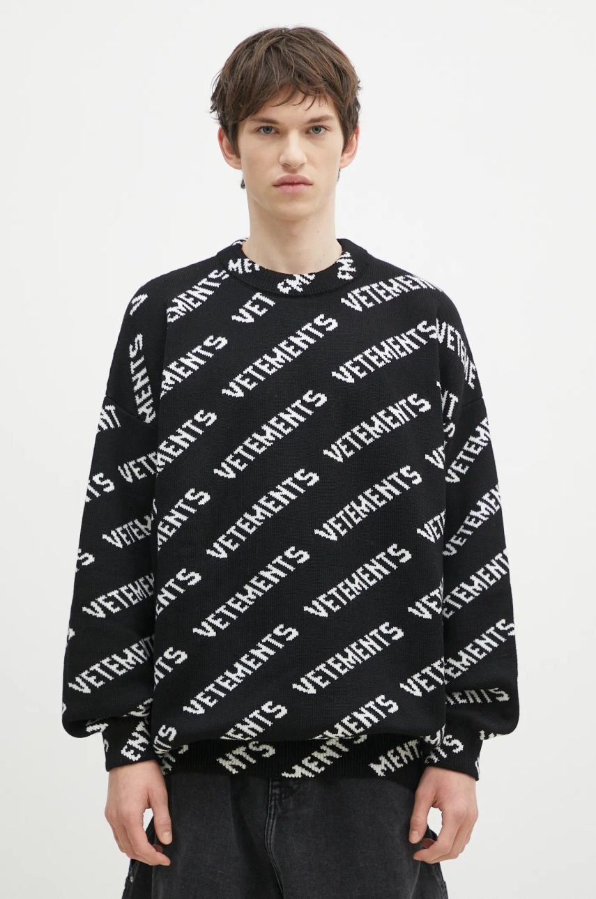 Sveter VETEMENTS VETEMENTS Monogram Warm Knit Sweater Čierna | UA66KN150B, 0