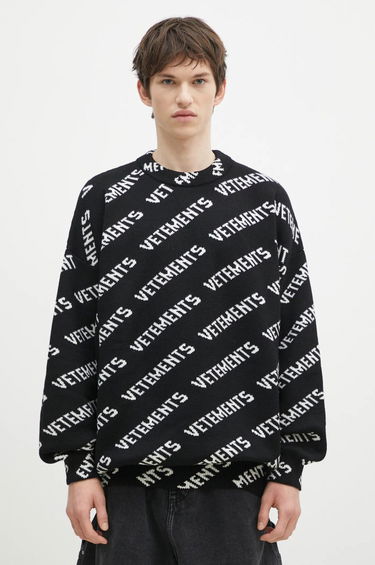 Sveter VETEMENTS VETEMENTS Monogram Warm Knit Sweater Čierna | UA66KN150B, 0