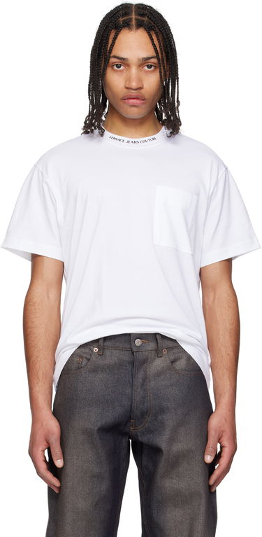 Tričko Versace Versace Jeans Couture Logo Collar Pocket T-Shirt Biela | E78GAHE03_ECJ00E, 0