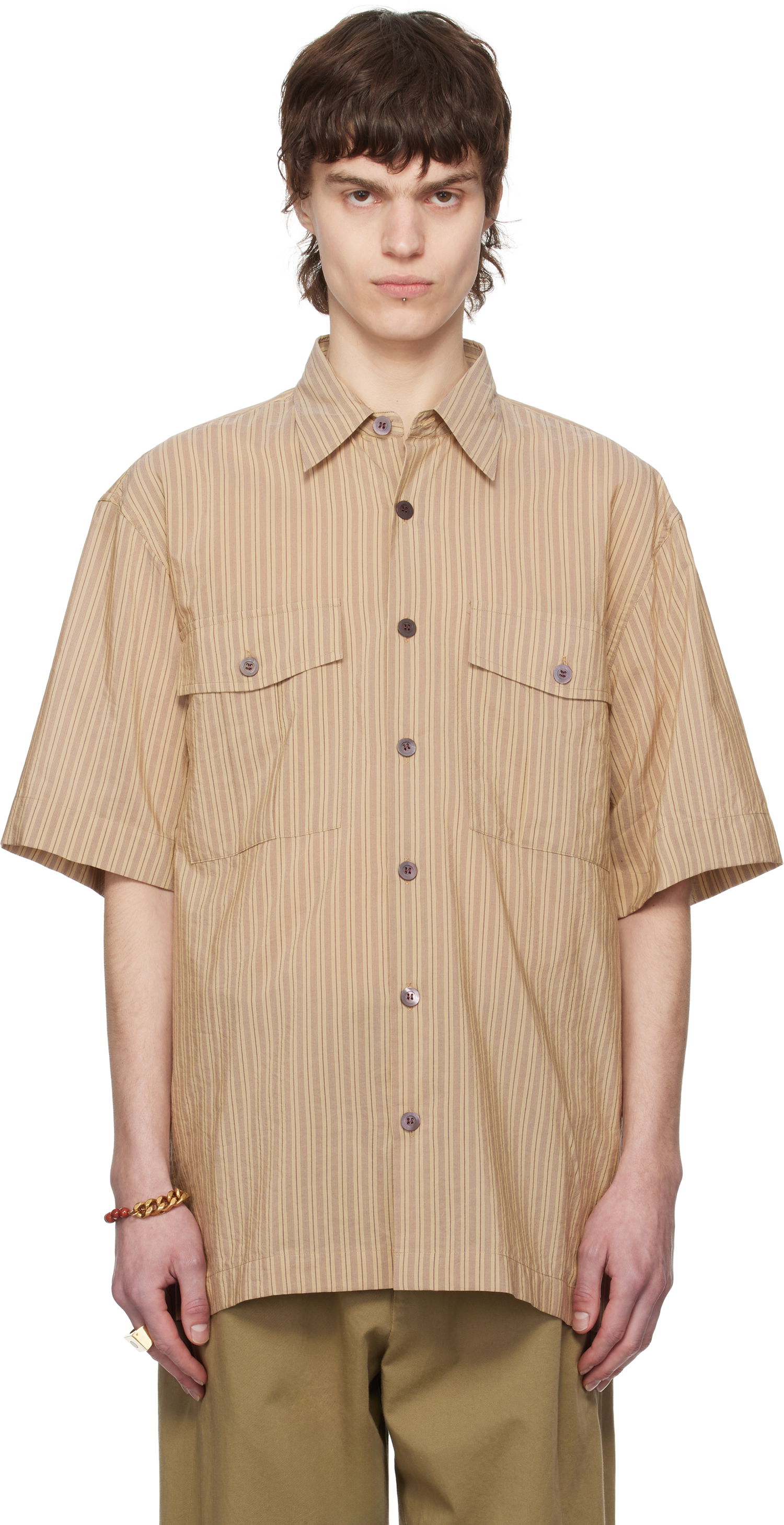 Košeľa Dries Van Noten Dries Van Noten Striped Two-Pocket Shirt Béžová | 251-020706-1524, 0