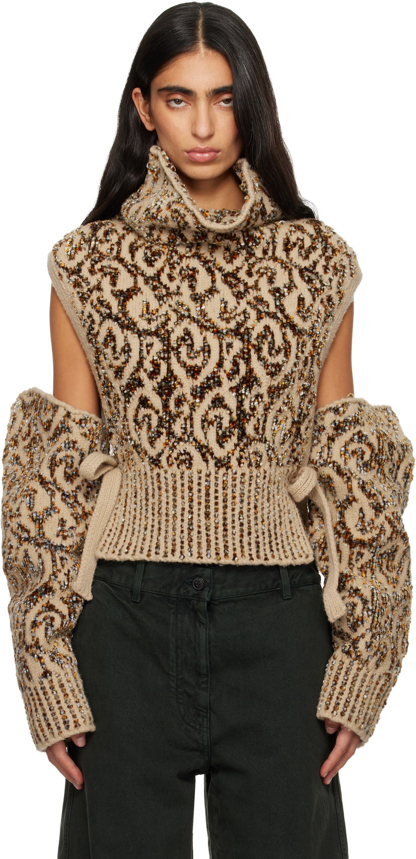 Rukavice Dries Van Noten Dries Van Noten Jacquard Arm Warmers Béžová | 252-011245-2734