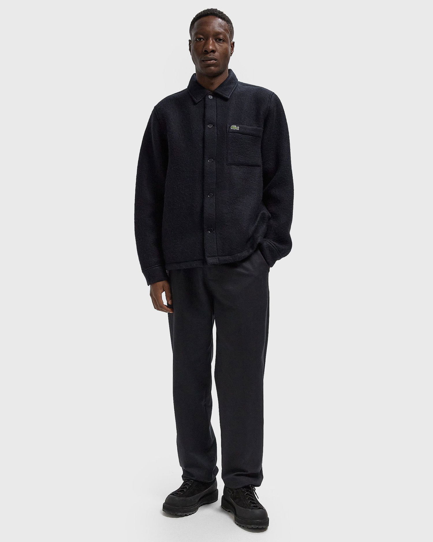 Bunda Lacoste Woven Collared Button-Front Chest Pocket Shirt Jacket Navy | CH8997-HDE, 1