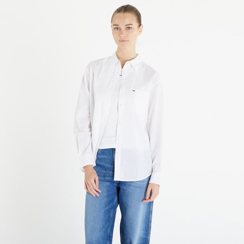 Košeľa Tommy Hilfiger Solid Linen Blend Shirt Biela | DW0DW17735 YBR