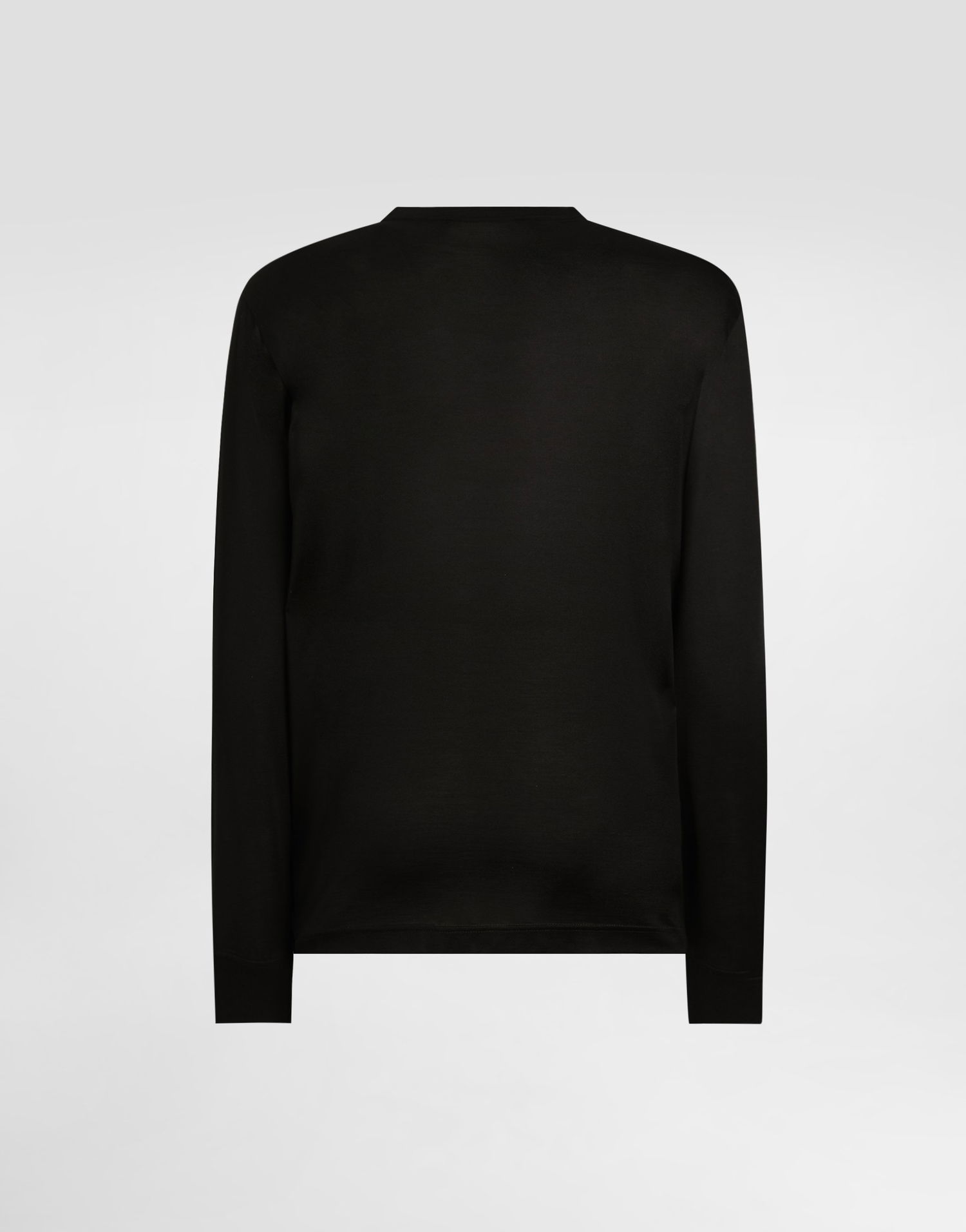 Tričko Dolce & Gabbana Dolce & Gabbana Serafino Long Sleeve Silk T-shirt Čierna | G8SX7ZFU75FN0000, 1