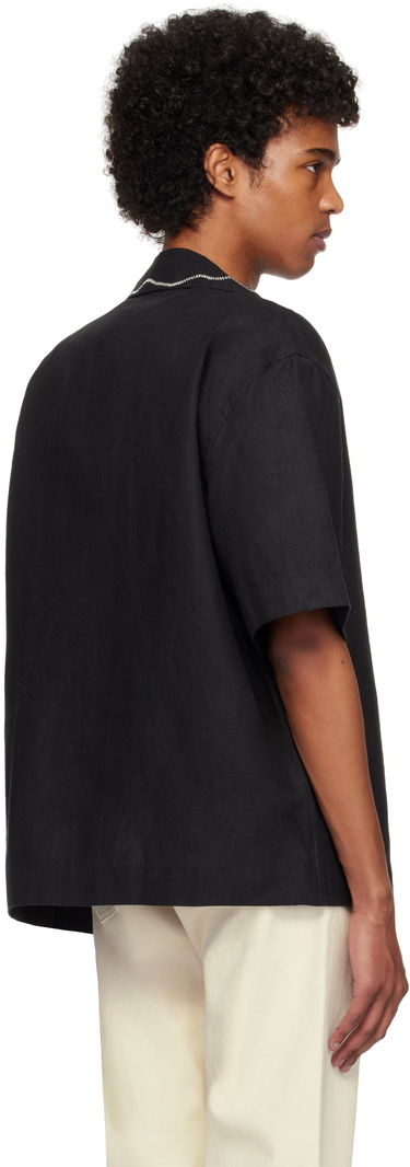 Košeľa Róhe Hand Embroidered Short Sleeve Shirt Čierna | 314-19-084, 2