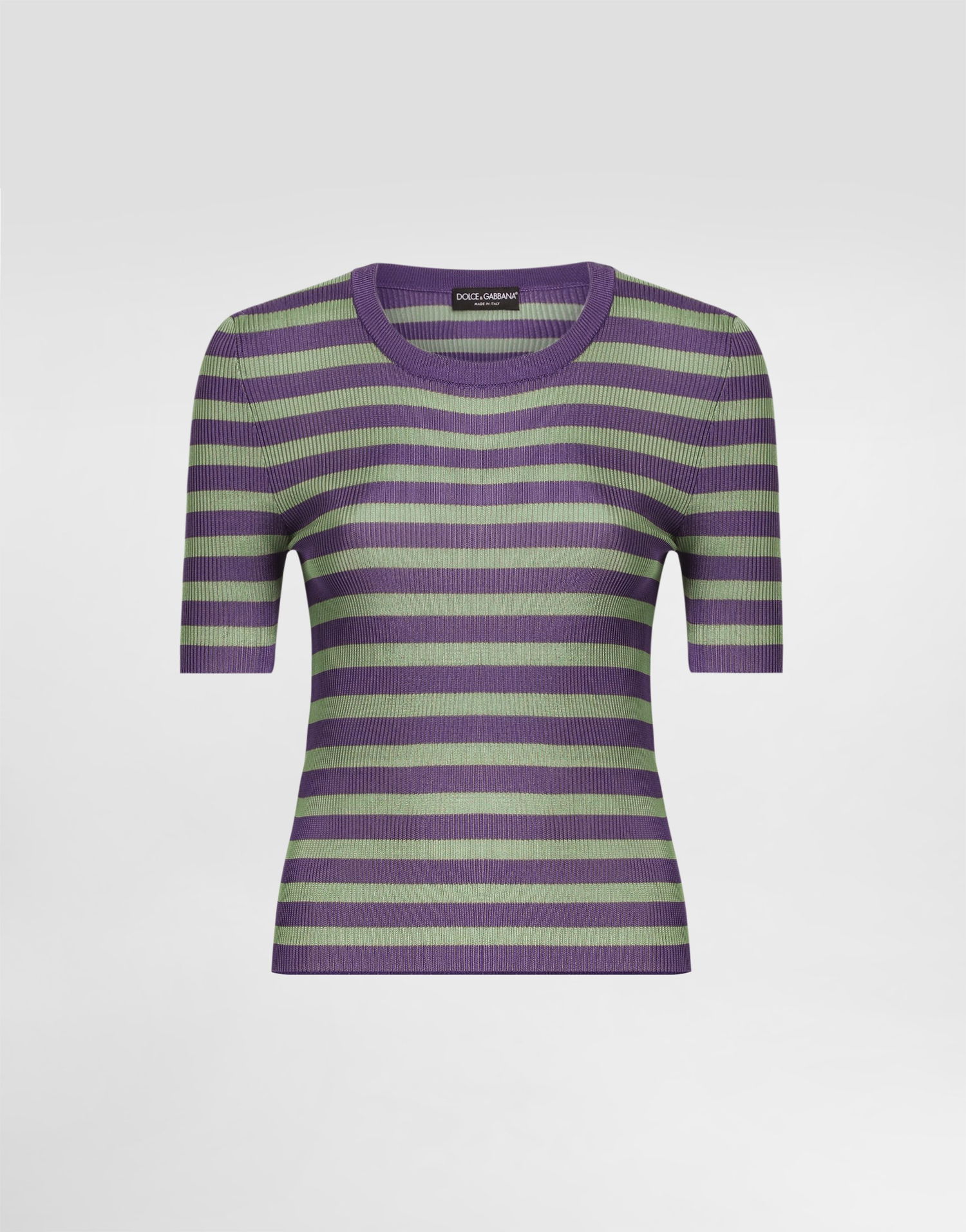 Sveter Dolce & Gabbana Dolce & Gabbana Striped Short Sleeve Sweater Fialová | FXXAAZJAIRRV9644, 0