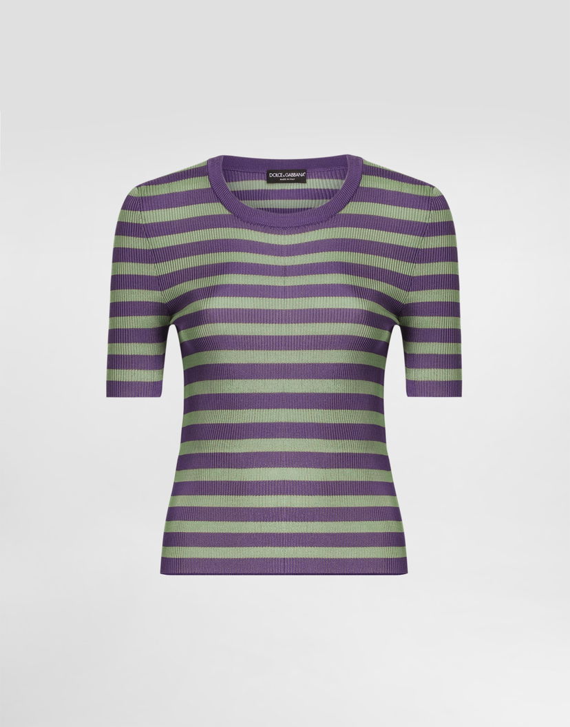 Sveter Dolce & Gabbana Dolce & Gabbana Striped Short Sleeve Sweater Fialová | FXXAAZJAIRRV9644