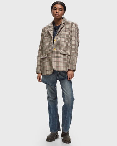 Bunda GANNI Check Wool Mix Boxy Blazer Hnedá | F9590-177, 1