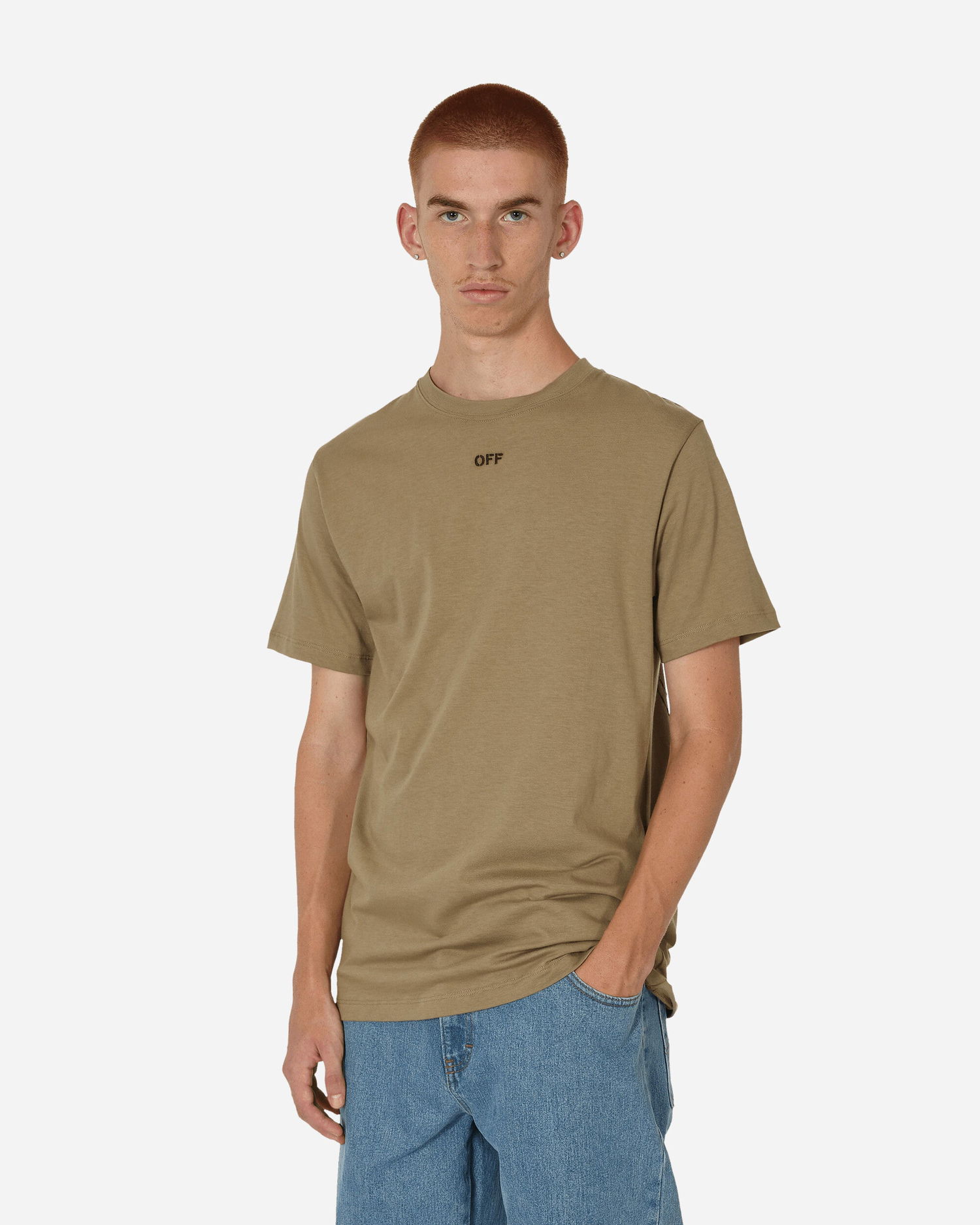Tričko Off-White Off Stitch Slim Zelené | OMAA027F23JER008 6110, 1