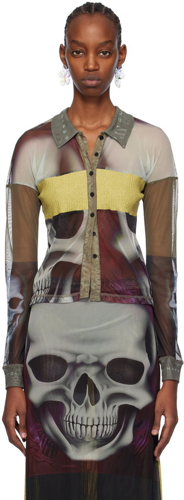 Polo tričko Ottolinger Ottolinger Semi-Sheer Skull-Print Polo Zelené | 103402, 0