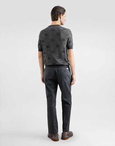 Sveter Dolce & Gabbana Dolce & Gabbana Silk Round-Neck Sweater with Jacquard Logo Šedá | GXX03TJBSK7N0305, 2