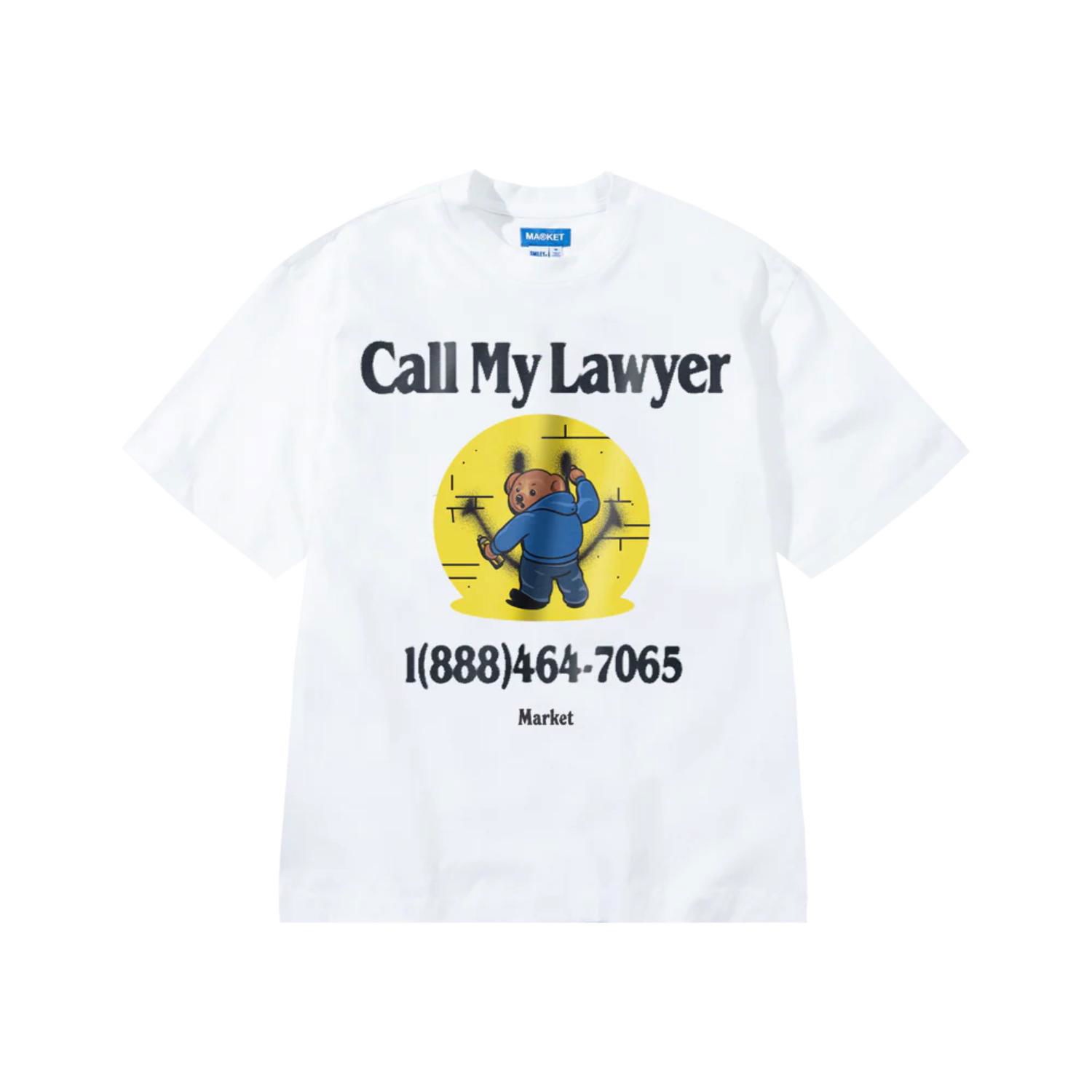 Tričko MARKET Smiley Call My Lawyer Bear T-Shirt Biela | SS0188-WHITE, 0