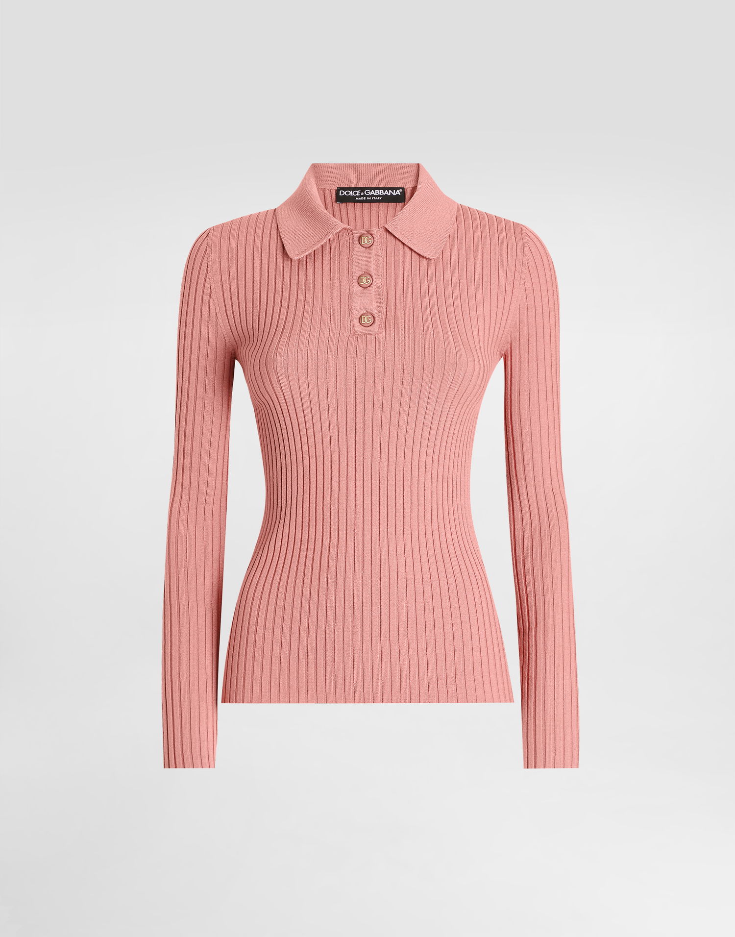 Sveter Dolce & Gabbana Dolce & Gabbana Women's Ribbed Knit Polo Sweater Ružová | FXZ17TJCVXGF2528, 0