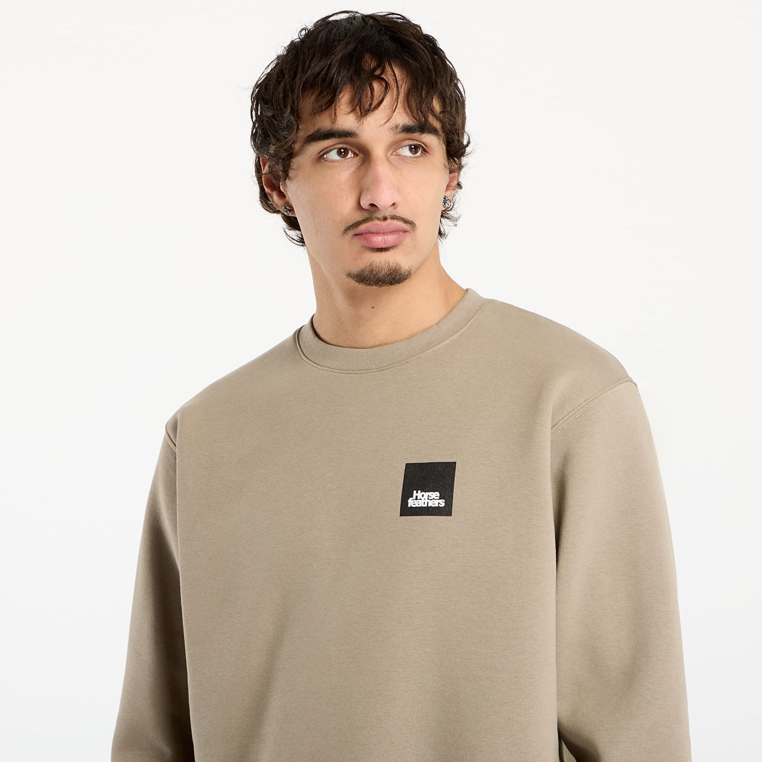 Mikina Horsefeathers Dunk Crewneck Sweatshirt with Patch Logo Béžová | SM1225U, 1