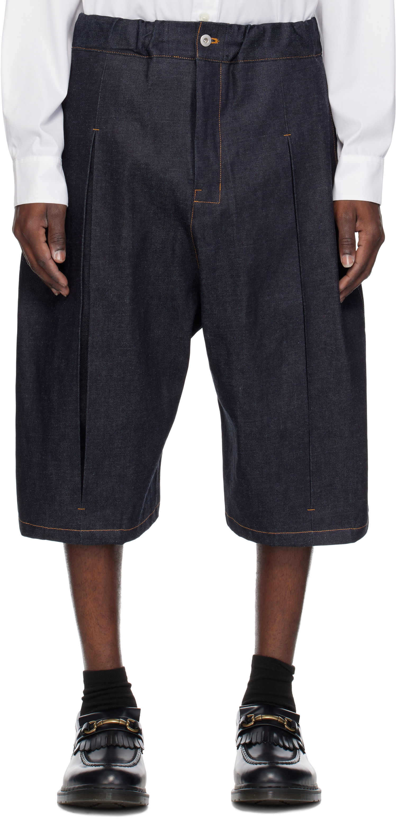Šortky sage NATION SAGE NATION Box Pleat Denim Shorts Modrá | S089 BOX PLEAT DENIM SHORTS, 0