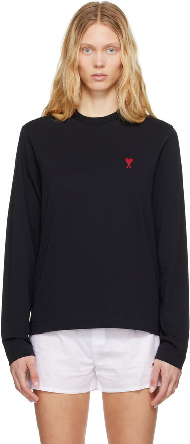 Tričko AMI AMI de Coeur Long Sleeve T-Shirt Čierna | BFUTS235.724, 0