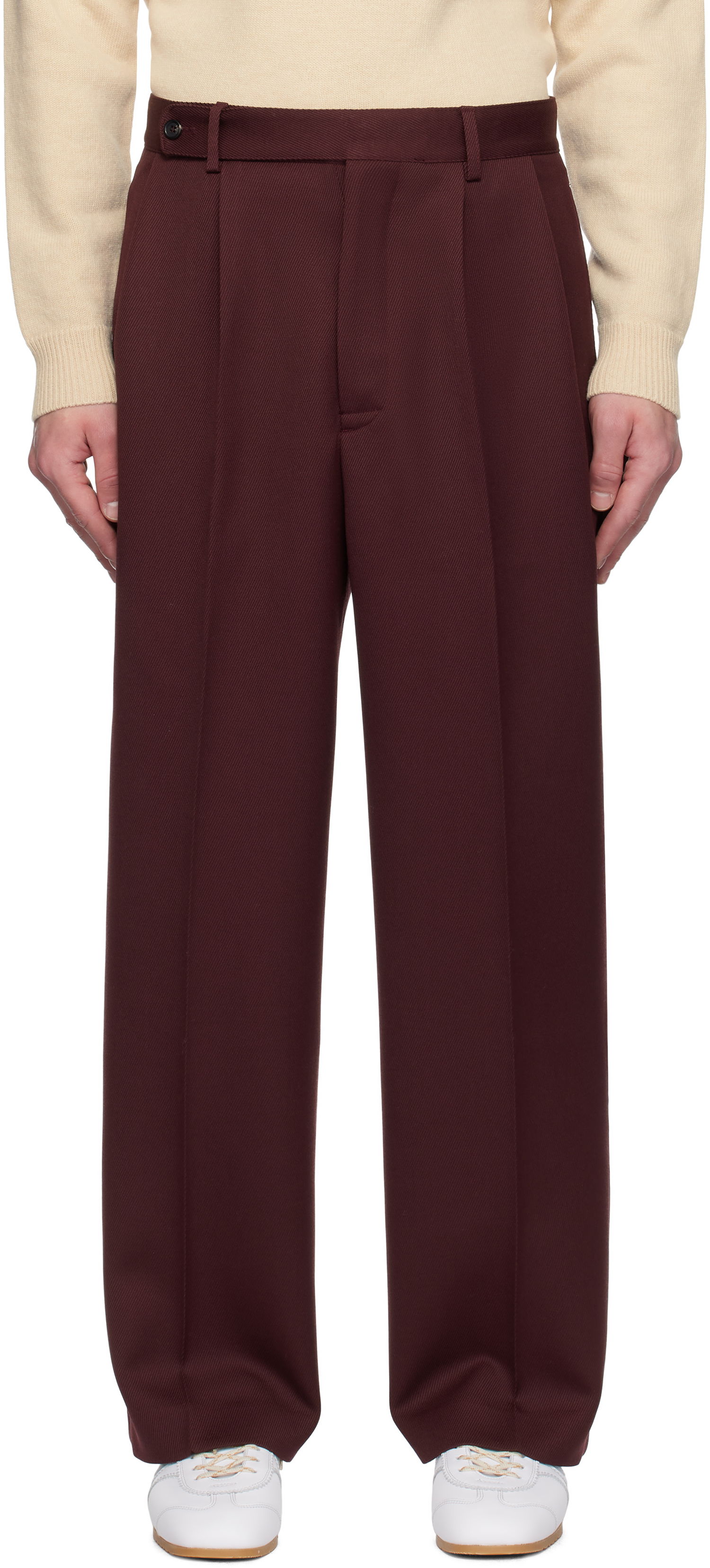 Nohavice Bode Twill Braided Trousers Vínová | MRF24BT034, 0