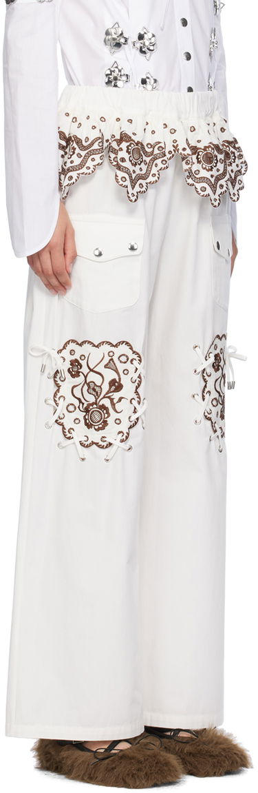 Cargo nohavice Chopova Lowena Chopova Lowena Lansky Embroidered Wide-Leg Trousers Biela | 4073, 1