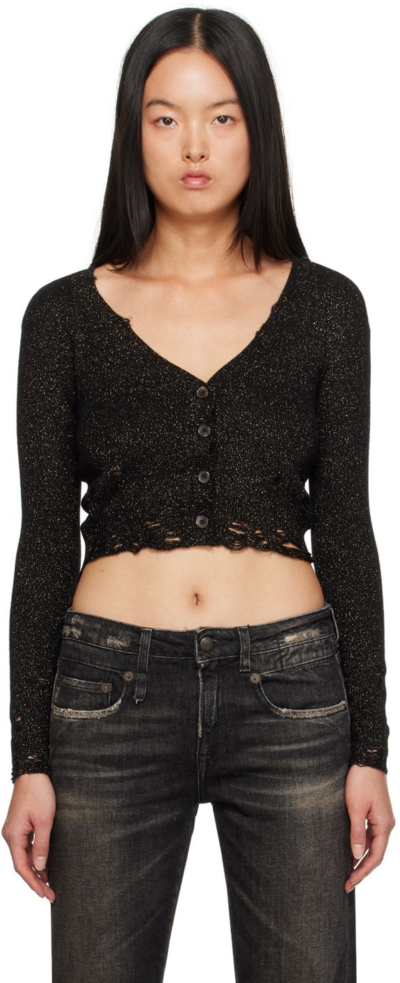 Sveter R13 R13 Distressed Cropped Cardigan Čierna | R13WY150-Y103B, 0