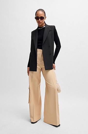 Sveter BOSS Slim-Fit Ribbed Sweater Čierna | 50518311, 1